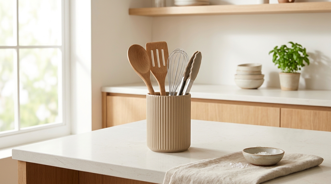 Como organizar utensílios na cozinha e manter a bancada funcional